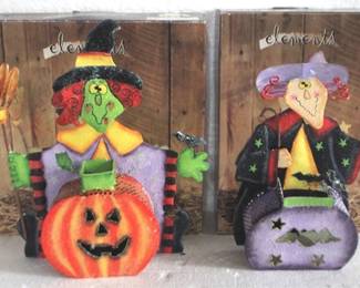 8172 - 2 Metal Witch Decorations w / Boxes
