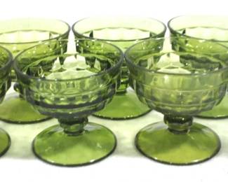 8481 - 8 Green Whitehall Sherbets - 3.5" Tall
