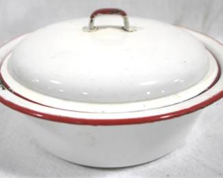 5093 - Enamelware Bowl w/ Lid - 9.5" Round
