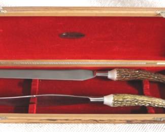 7885 - Bone Handle Carving Set w / Box
