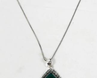 1655 - Assudani Green Onyx Leerman Silver Necklace
