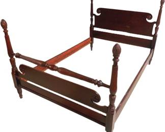 3221 - Mahogany Full Size Poster Bed - 45 x 80 x 56
