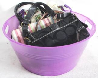 7798 - Plastic Tote of Handbags / Purses
