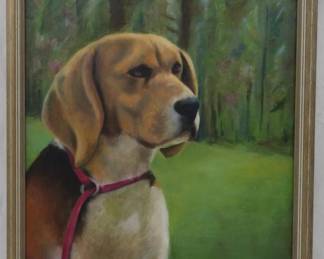 1374 - Artist Signed Canvas of Dog 20x16.5
