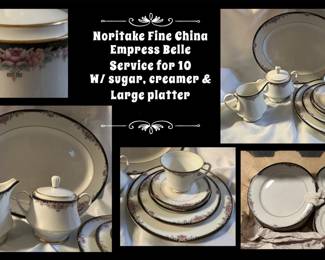 54 Piece Noritake- Empress Belle Fine China
Service for 10 w/ sugar, creamer & large platter