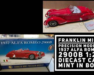Franklin Mint 1937 Alfa Romeo 1:24 Diecast Car- MINT IN BOX! 