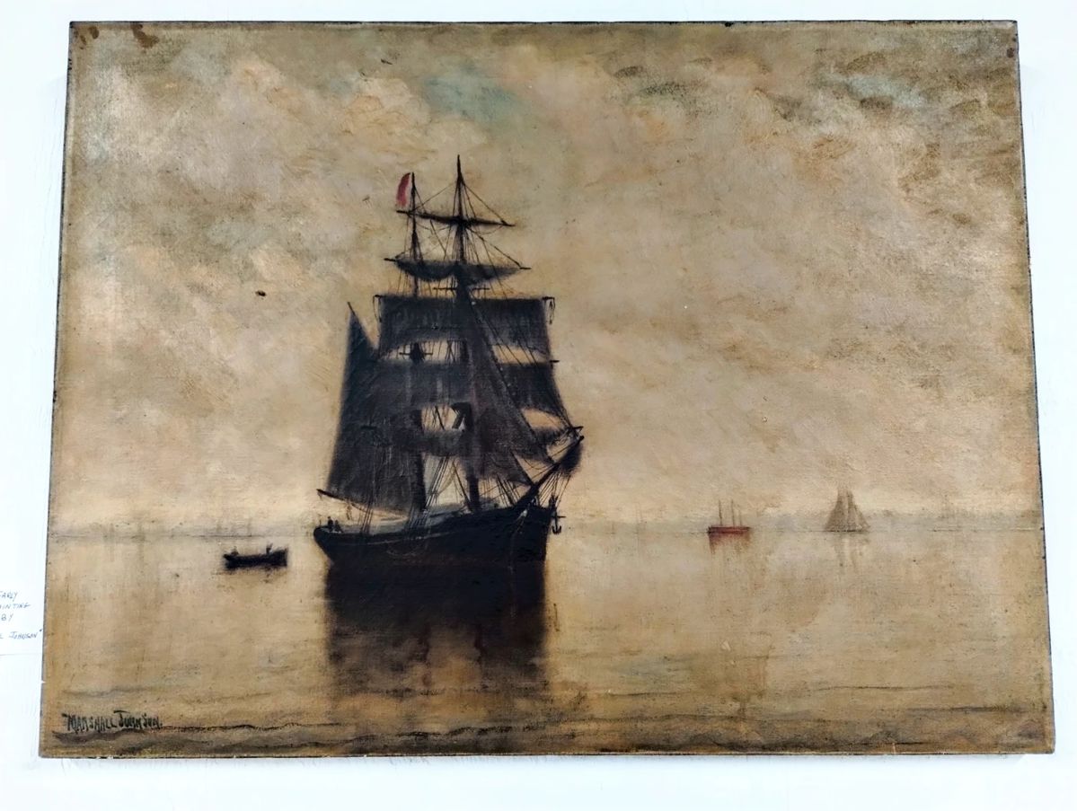 Antique oil on canvas signed Marshall Johnson