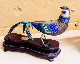 Sterling silver cloisonne antique birds