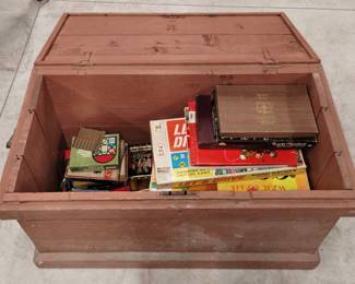 Huge vintage wooden toybox / vintage games