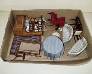 Vintage dollhouse furniture and accessories