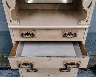 Antique wooden dresser with mirror inlay