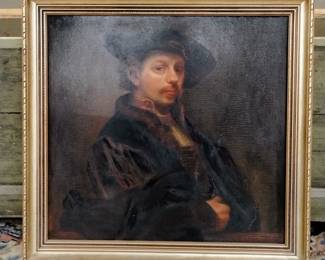 Antique oil painting on framed canvas