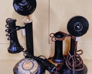 Antique Rotary Dial Candlestick telephones