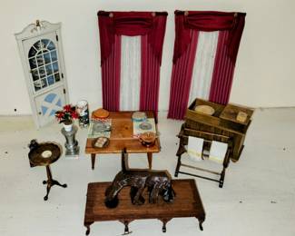 Vintage dollhouse furniture and accessories