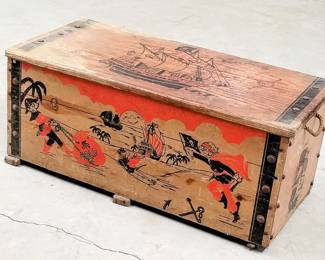 Antique Cass toys Pirate theme toy box