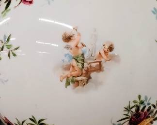 Antique cherub milk glass lamp