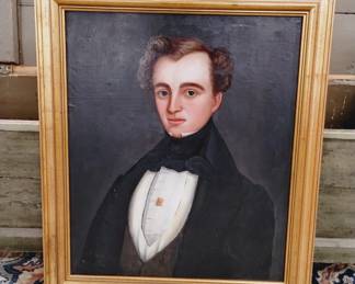 Antique oil painting on framed canvas