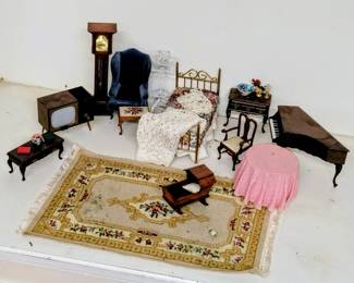 Vintage dollhouse furniture and accessories