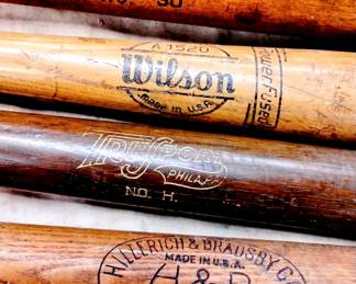 Vintage wooden baseball bats