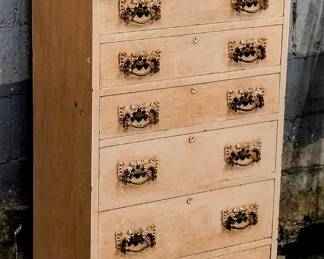 Antique wooden dresser with mirror inlay