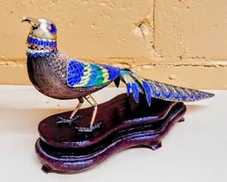 Sterling silver cloisonne antique birds
