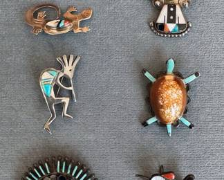 Assorted Native American pendants/brooches