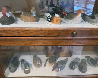 Large collection of wooden duck decoys