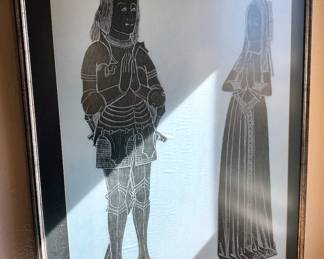 Brass rubbings of medieval figures