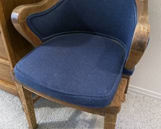 Marble + Shattuck curved back oak armchairs 