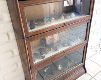 Antique 3-part stacking wood + glass law file cabinet/bookcase