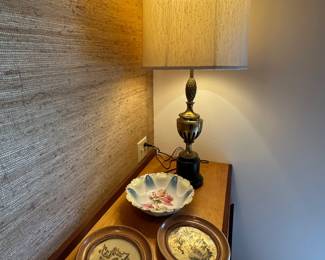 Stiffel Pineapple Table Lamp, Prussian China Bowl, Japanese Art Pieces