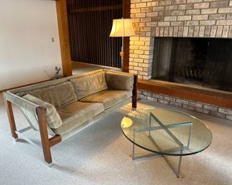 MCM Sofa and Glass Top Coffee Table