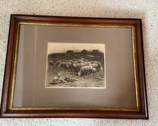 Jas Monks Sheep in Landscape Framed Signed
