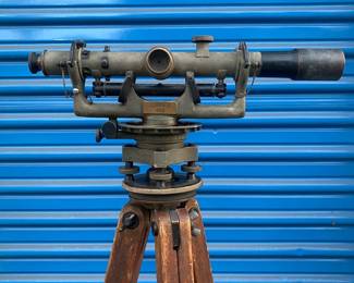Vintage Surveying Instrument Level Telescope With Leopold Base And Tripod
