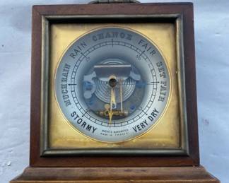004 Rare Find Wooden Cased Aneroid Barometer Made in France