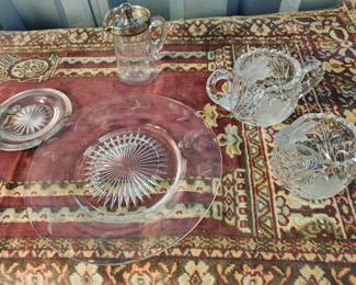 Collection of 6 Cut Crystal serving Pieces