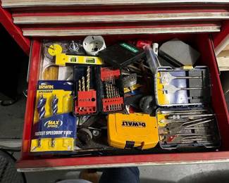 Three drawers full of hand tools