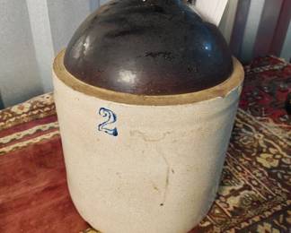 Vintage 2 Gallon Stoneware Jug 12 tall 