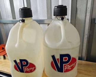 Two VP Racing Fuels White Fuel Jug