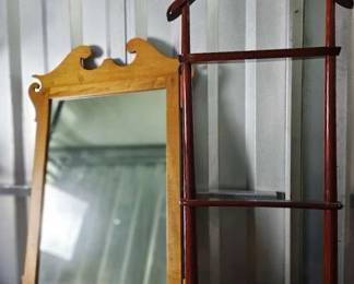 Solid Wood Mirror with Valet Stand 