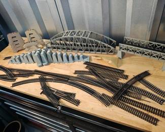 N Scale Track with Truss bridges and Stepped piers 