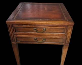Antique Mahogany Coffee Table with brown leather top