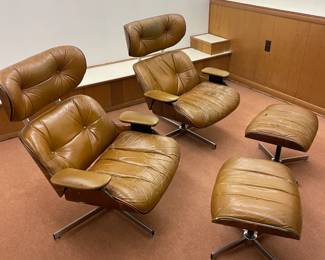 Pair of Eames Chairs and Ottomans