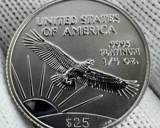 1999 $25 UNITED STATES PLATINUM EAGLE. 1/4 OUNCE .9995 PURE PLATINUM