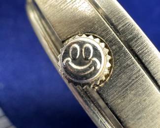 Joe boxer smiley face in the clouds rare vintage watch from 1990s. stainless steel band version 
