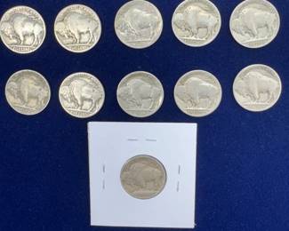 small collection of clear date, buffalo nickels