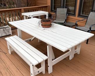 Wooden outdoor picnic table 