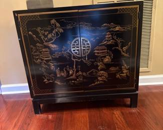 Black Lacquer Chinoiserie Cabinet - Et Cetera collection Drexel Heritage 