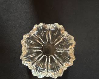 Vintage Clear Glass Flower Shaped Ashtray 