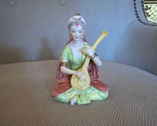 Vintage 5" Woman playing Sitar - Eda Mann